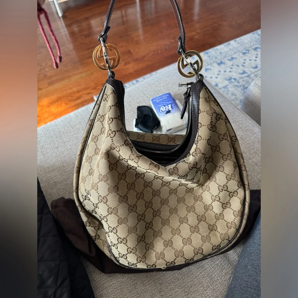 Gucci GG Canvas Medium Twins Hobo - Authentic - Picture 1 of 15